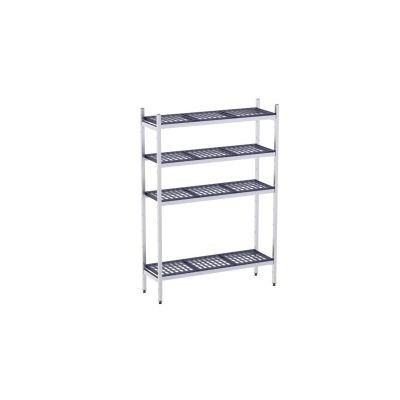 Estantería Acero Inoxidables con Bandeja Polipropileno Fondo 400, 4 niveles