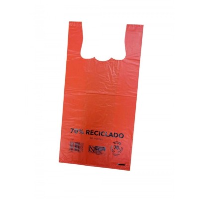 BOLSA CAMISETA 42 x 55 70% RECICLADA ROJA (10 KG)