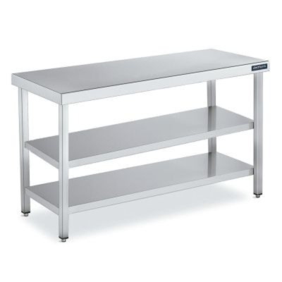 Mesa Central Inox. con 2 estantes