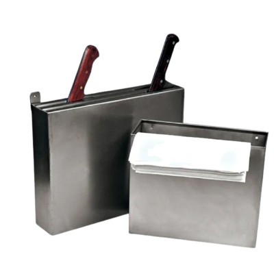 Porta cuchillos protegido, acero-inox.